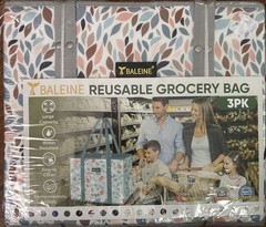 BALEINE 3Pk Reusable Grocery Bags, Foldable Shopping Bags for 3-Pack Mosaic PRTS