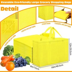 Large Reusable Grocery Shopping Tote Bags Non Woven Handles 16x6x12 Inch