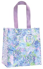 Purple Blue Market Shopper Bag Reusable Grocery Tote Comfortable Shoulder Straps