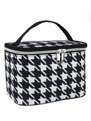 Cosmetic Bag, Travel Case, Makeup Black And White Houndstooth
