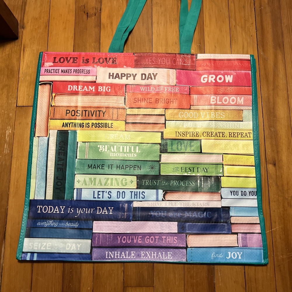 ❤️POSITIVE LOVE BOOKS 🌈Reusable Shopping Bag~EcoTote TJ Maxx Colorful 📚
