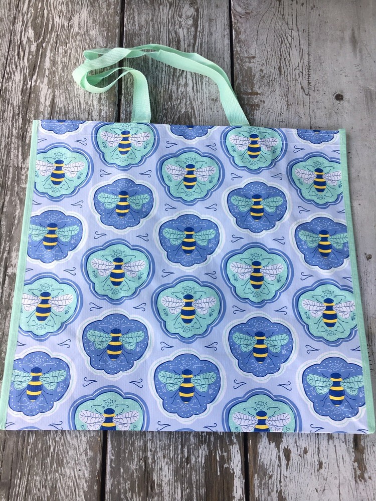 Bumble 🐝Bee Bees 🐝Blue Green Reusable Bag Tote Gift TJX 🐝New!