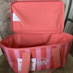Trader Joes Mini Insulated Lunch Tote Bag Cooler Striped Pink Peach Limited NWT