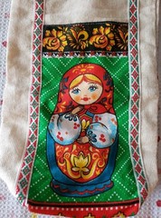 Matryoshka Wine Umbrella Tote Farmer’s Market Handmade Ukrainian Cotton