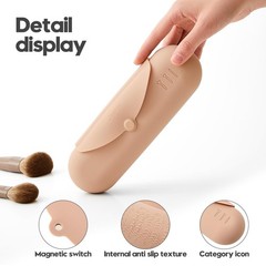 JASAQE Silicone Makeup Brush Holder, Large Travel Case, Khaki