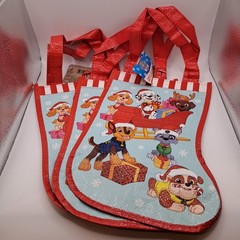 3 NWT Paw Patrol Reusable Christmas Party Tote Bag