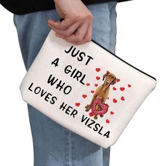 G2TUP Vizsla Dog Lover Gift – Makeup Bag for Mom & Owner – White