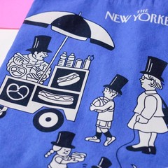 The New Yorker Tote Bag Lot of 2 Canvas Graphic Tomi Um Blue Beige