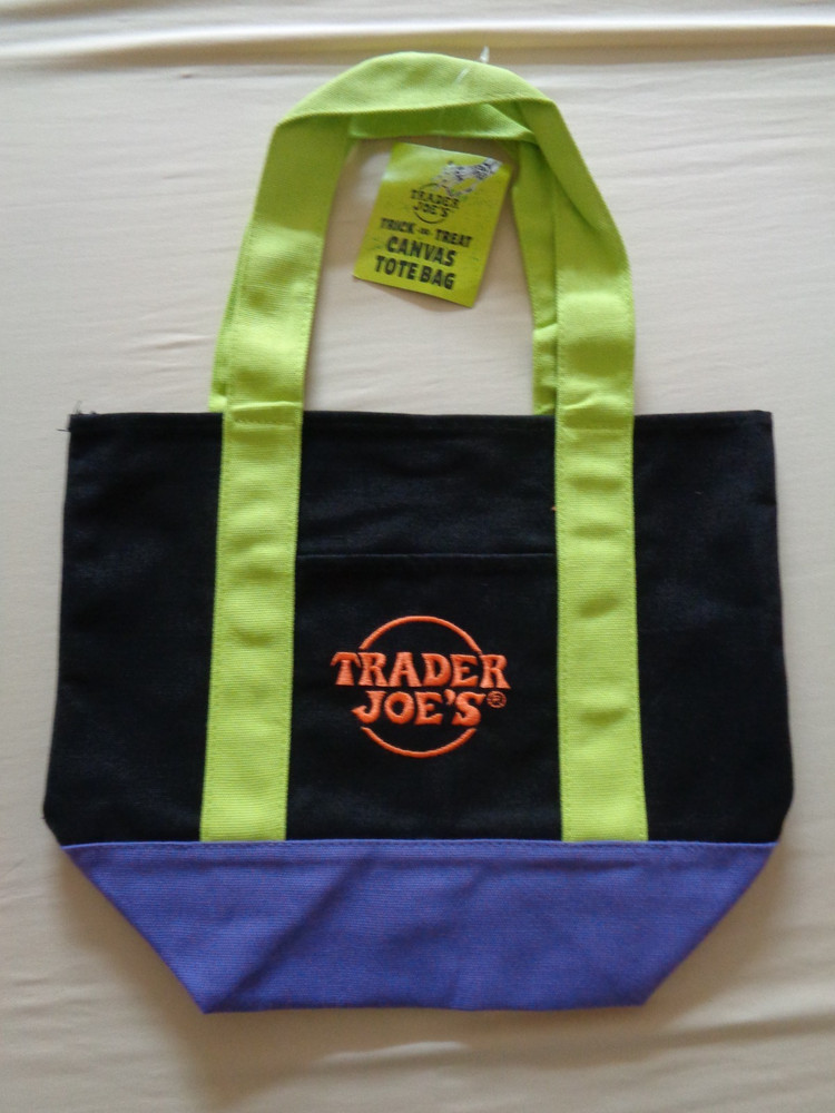Trader Joe’s Mini Canvas Tote Bag Halloween Limited Edition Black Green Purple