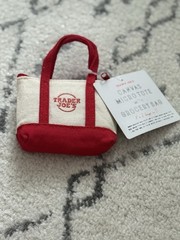 NWT Trader Joe’s Micro Canvas Tote With Matching Nylon Grocery Bag (RED)