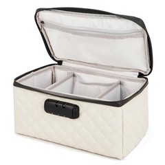 KaAutoler Portable makeup box with Lock, Large Capacity Travel off-white