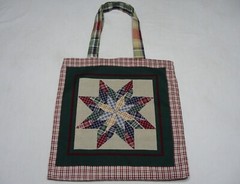 Beautiful Plaid Star Pattern – Cotton – 16″ x 17″ Tote Shopping Bag!