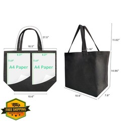Zenloria Large Canvas Tote Bags – 12oz Reusable Grocery Shopping Beige Black
