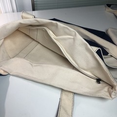 VTG Canvas Tote Bags LOT OF 2 NAVY REUSABLE Zipper Closure