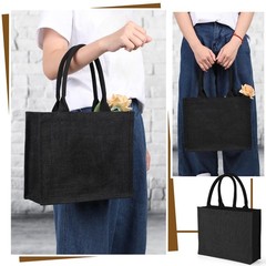 Reginary 12 Packs Black Burlap Tote Bags Jute Tote Wedding Bridesmaid Welcome…