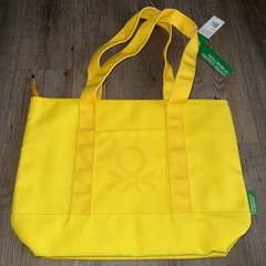United Colors Of Benetton YELLOW Insulated Zippered Logo Tote Bag NEW 19x14x6