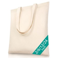 2-Pack Bulk Blank Canvas Tote Bags for Crafts, DIY, Painting, Shopping & Grocery