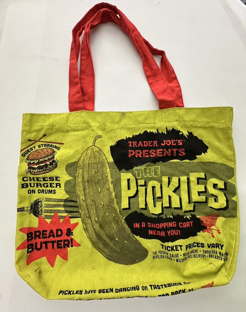 Trader Joe’s The Pickles Reusable Grocery Tote Bag Pickle Concert Design Viral