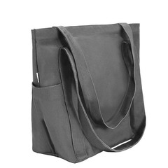 XL Heavy Duty Canvas Grocery Bag Multi Purpose Tote Outer Pockets