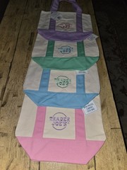 Authentic Trader Joe’s Mini Tote Canvas Bags Easter Colors -Set of 4 NWT