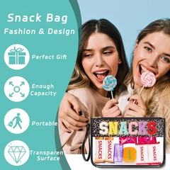YEMEDA Chenille Letter Clear Zipper Pouch for Travel, Nylon D1-Leopard-Snacks