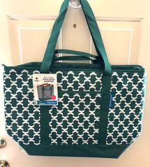 Member’s Mark Cooler Tote 25×17 Insulated Shopping Bag Green Geo RARE Sams Club