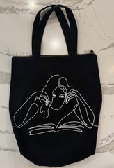 Barnes & Noble Lady Silhouette Reading Canvas Reusable Shopping Bag Purse