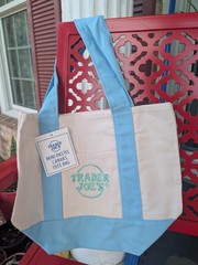 TRADER JOE’S ~ Mini Pastel Canvas Tote Bag { BLUE }