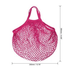 Cotton Mesh Bag, 15×13.8″ Mesh Net String Grocery Bag Rose Red