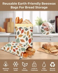 Beeswax Bread Bags for Homemade Bread,Reusable Large