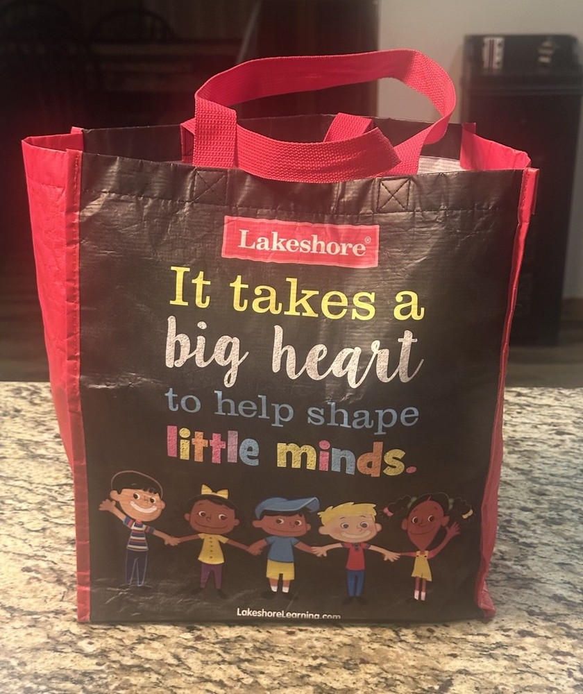 Lakeshore Learning Reusable Tote Bag Take A Big Heart with Children 14″x12″x6″