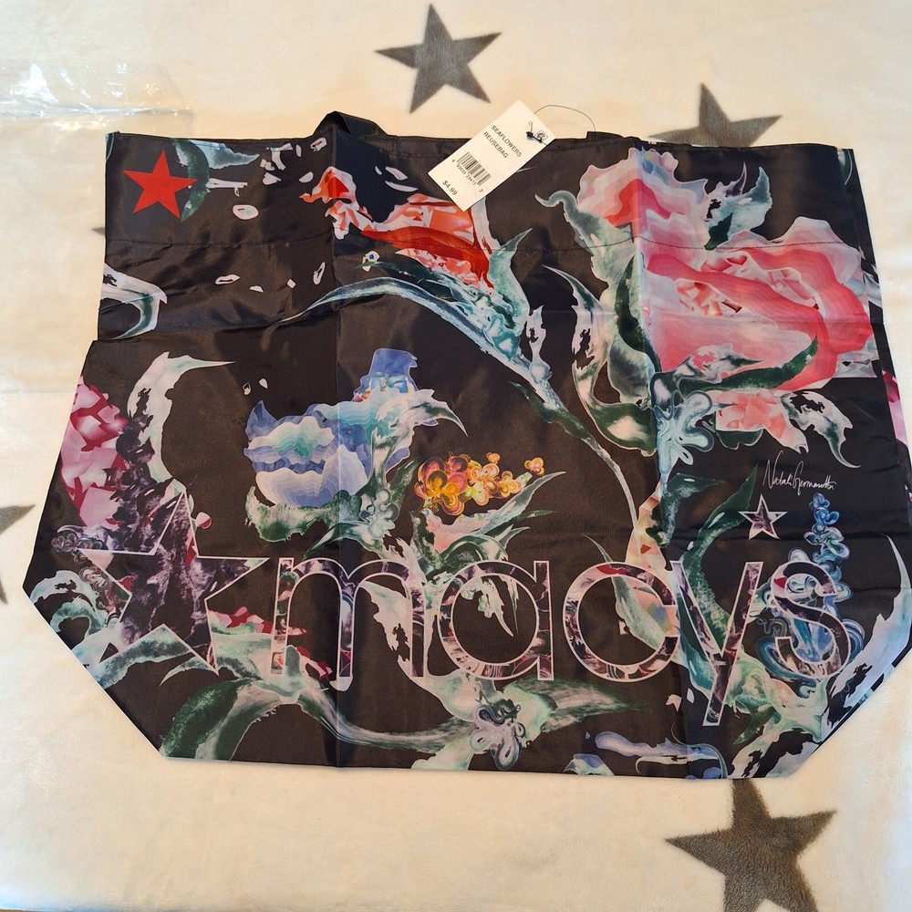 MACY’S Reusable Shopping Tote Bag “From Beach to Bag” Oceancycle, Floral New!