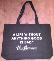 Van Leeuwen Logo Black Tote Bag – “A Life With Anything Good Is Bad”….