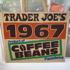 Trader Joe’s “Coffee Beans Pasadena 1967” Jute Tote Premium Collector New NWT