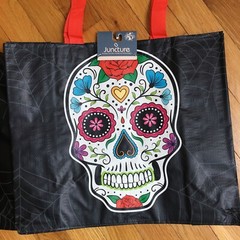 Set of 2: Day of the Dead🌺SUGAR SKULL💀🌸Tote Bags Reusable Shopping Totes~NWT