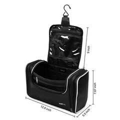 LAVIEVERT Toiletry Bag/Makeup 12.8×5.5×7.7 Inch (Pack of 1), Black