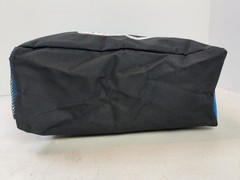Atchison Canvas Zip Top Tote Bag Fourier 12x13x5 Blue Black Front & Side Pouches