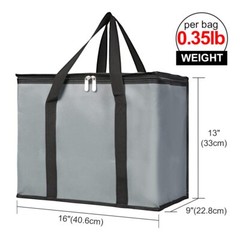 2-Pack Insulated Reusable Grocery Bag w/ Zippered Top, X-Large Frozen Foods Cold