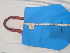 Swarovski Reusable Tote Bag Blue Beige Red Graphic Print 15x14x4 in