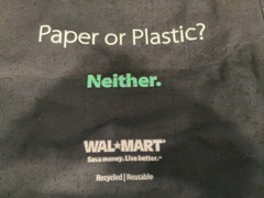 Lot/4 Vtg Walmart Paper Plastic Neither Reusable Tote Shopping Bag 14x13x7 Black