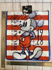 Mickey Mouse Nautical Themed Reusable Bag Ahoy 1928 Anchors Stars Stripes New