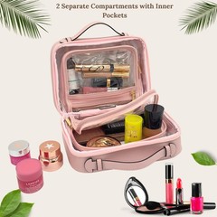 JAZD Clear Makeup Bag Toiletry for Women Cosmetic Case Large PINK