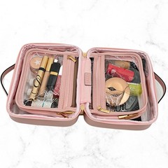 JAZD Clear Makeup Bag Toiletry for Women Cosmetic Case Large PINK