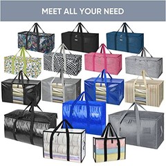 Extra Large Moving Bags with Zippers & Carrying Handles, 8 Pack Blue-24 Gallon