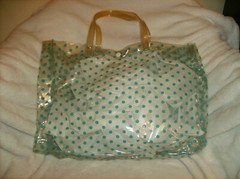 ORANGE NYLON MESH TOTE BAG 15″ x16″ HIGH + GOLD HANDLES WASH/FOLDABLE