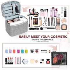 Large Makeup Bag Travel Cosmetic Case Organizer Large, Grey