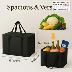 2 Pack XL Insulated Grocery Bags Heavy Duty Reusable Thermal Cooler Tote