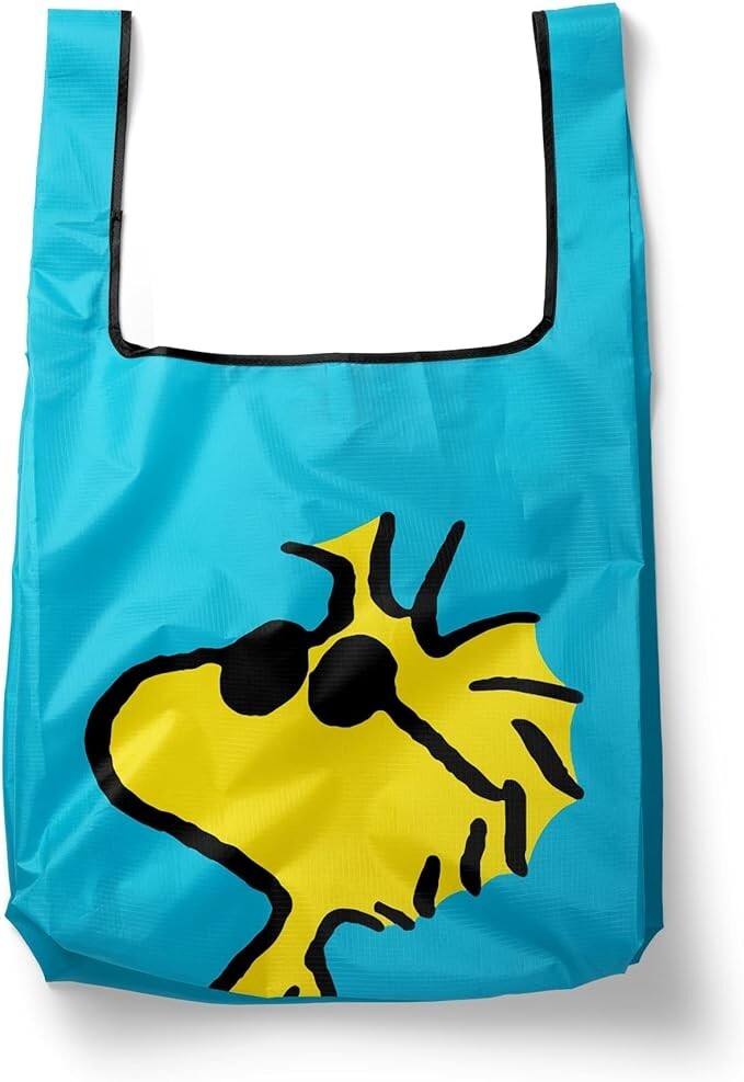Eco bag, foldable, character, with carabiner, sturdy, large, blue, polyester 01