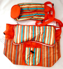 Orange Large Insulated Shopping Travel Bag Zip 13″x13″x6″W/Bottle Bag Zip-2/pc