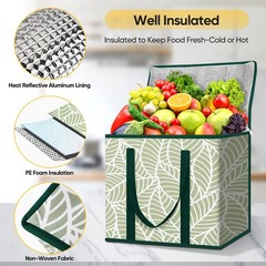 2 Pack Large Insulated Grocery Shopping Bags Reusable Thermal Tote Bags